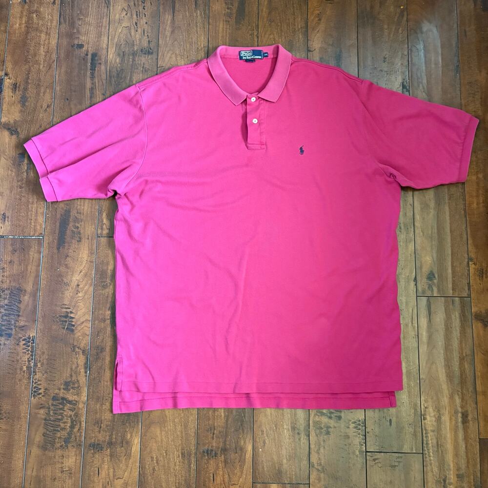 Vintage Polo Ralph Lauren Shirt Mens XXL Pink Golf Collared Short Sleeve Cotton